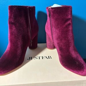 JustFab Purple Heeled Boots Velvet Elegance